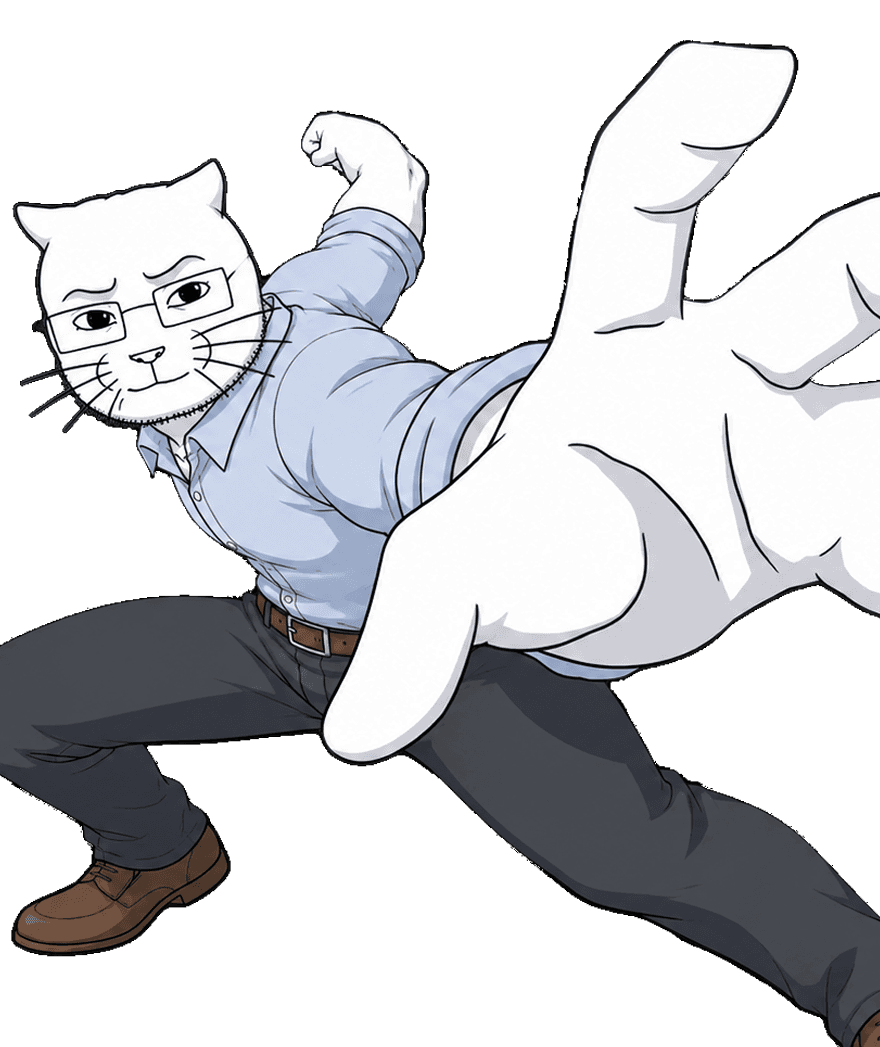 Catjak seated with the token contract details