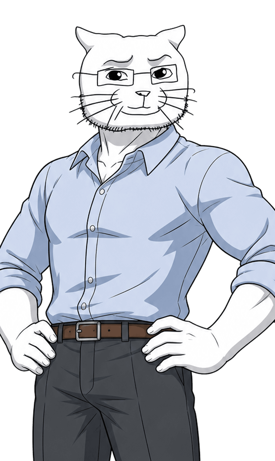 Catjak standing between two Solana symbols